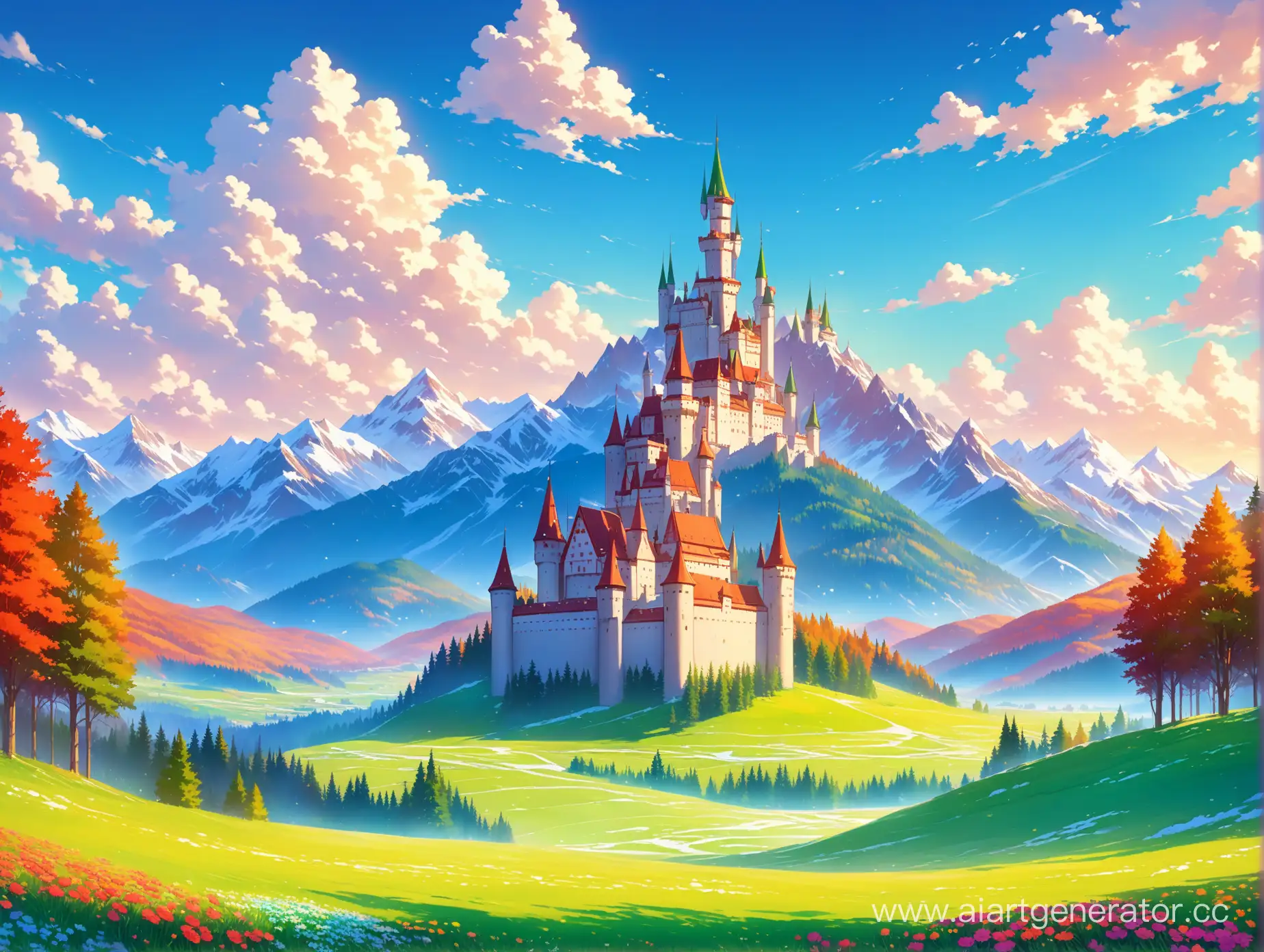 Enchanted-Castle-in-a-Vibrant-Field-with-Majestic-Mountains
