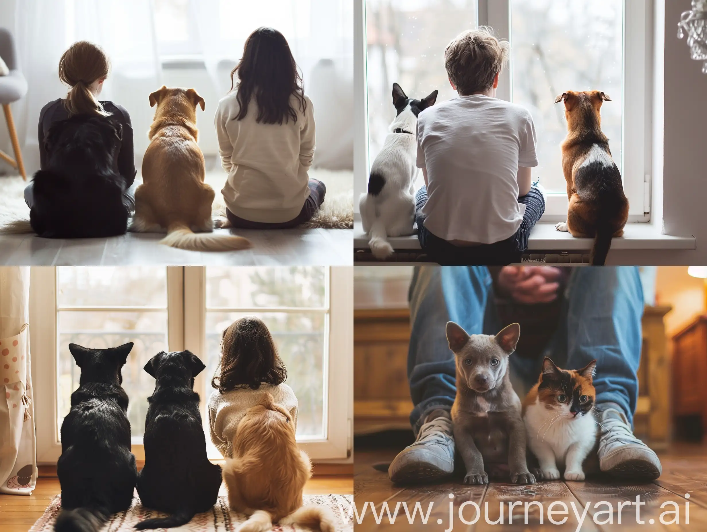 Sympathetic-Pets-Comforting-Their-Distressed-Owner