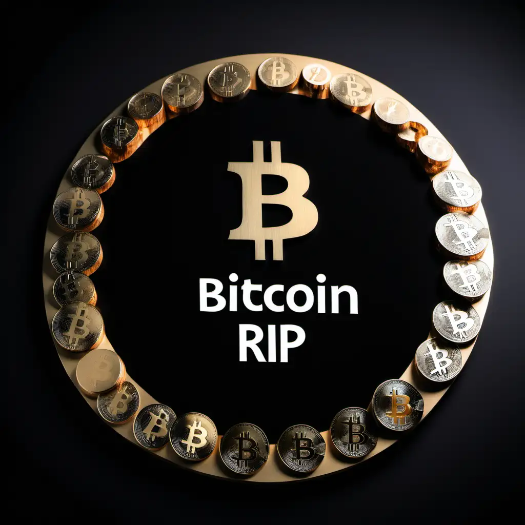 Направи ми паметна плоча с надпис Bitcoin RiP на черен фон