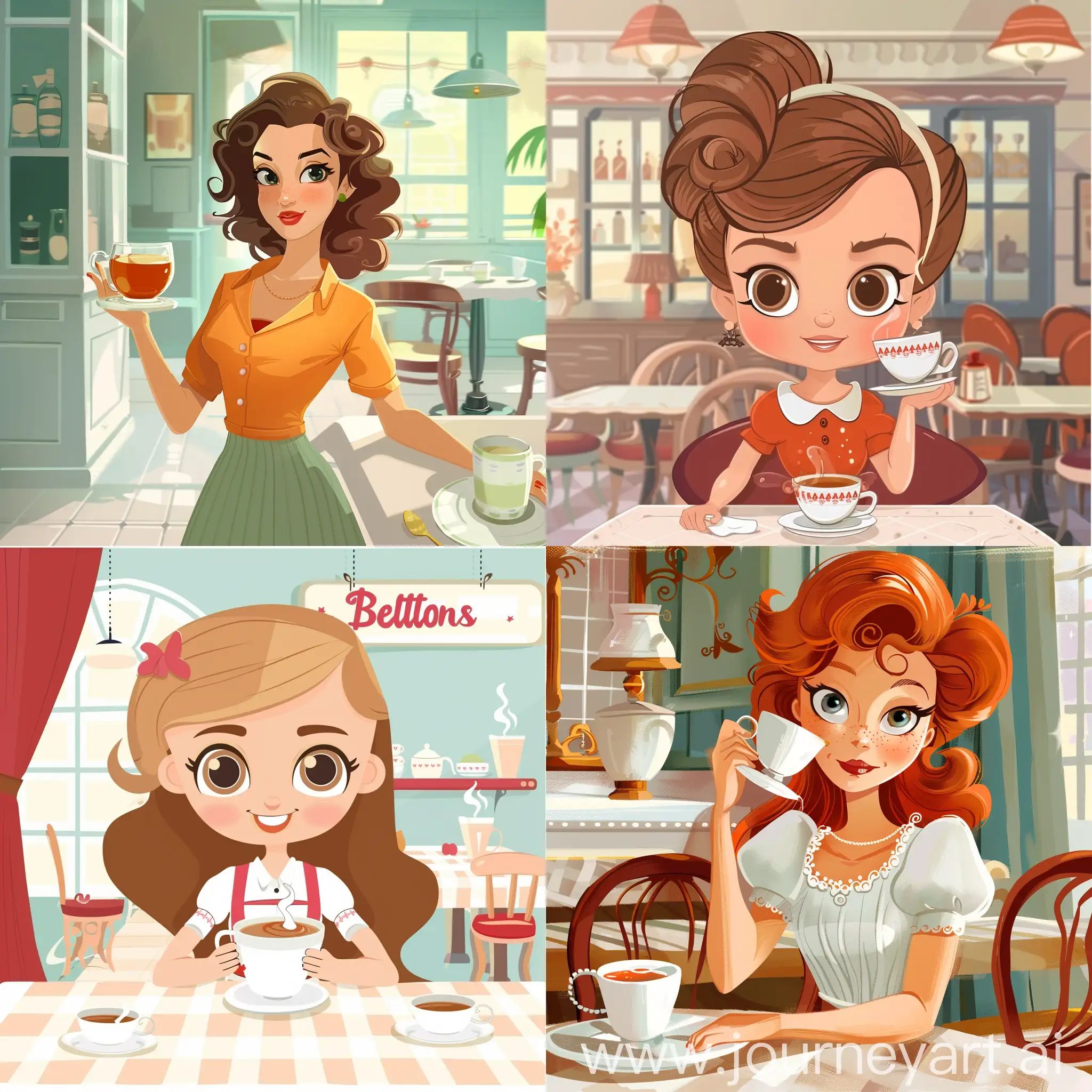 Cartoon-Character-Enjoying-Tea-at-Restaurant