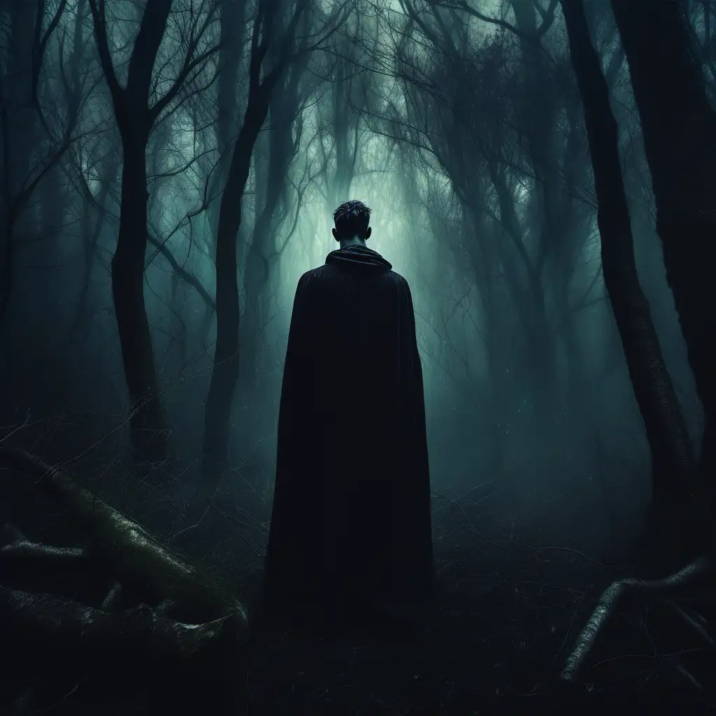 Ethereal Man in Dark Fantasy Forest