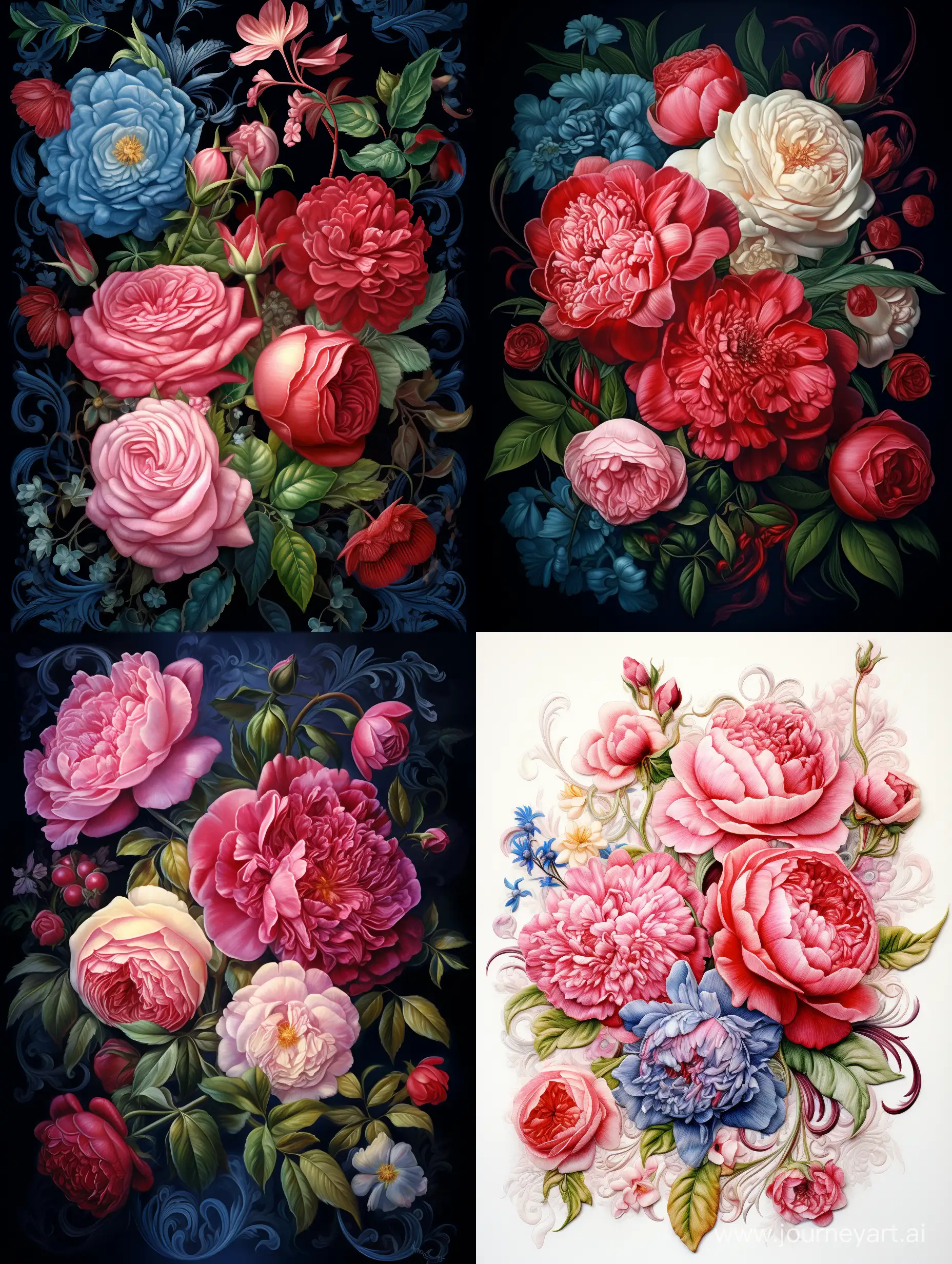 Baroqueinspired-Floating-Peonies-and-Roses-in-Ornate-Floral-Painting