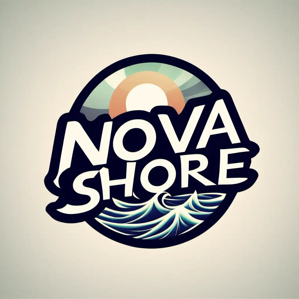 Tranquil Sunset Scene at Nova Shore Store Serene Coastal Logo Design