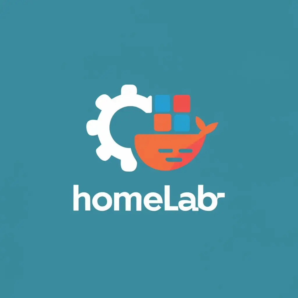 logo, Proxmox Mixed with Docker, with the text "Homelab", typography, be used in Technology industry