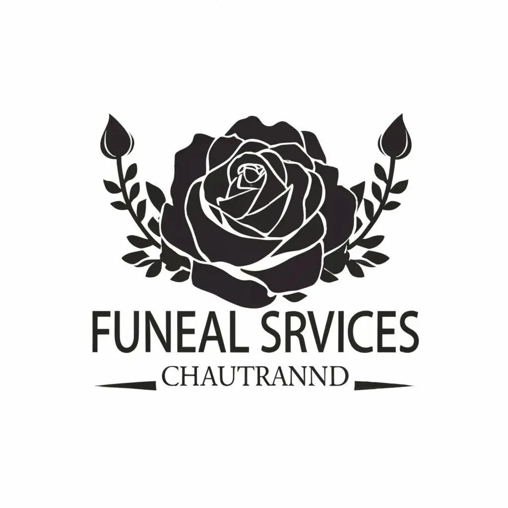 logo, rose, with the text "Funeral services Chautrand", typography, be used in Home Family industry. remplace FUNEAL SRVICES par MAISON FUNERAIRE