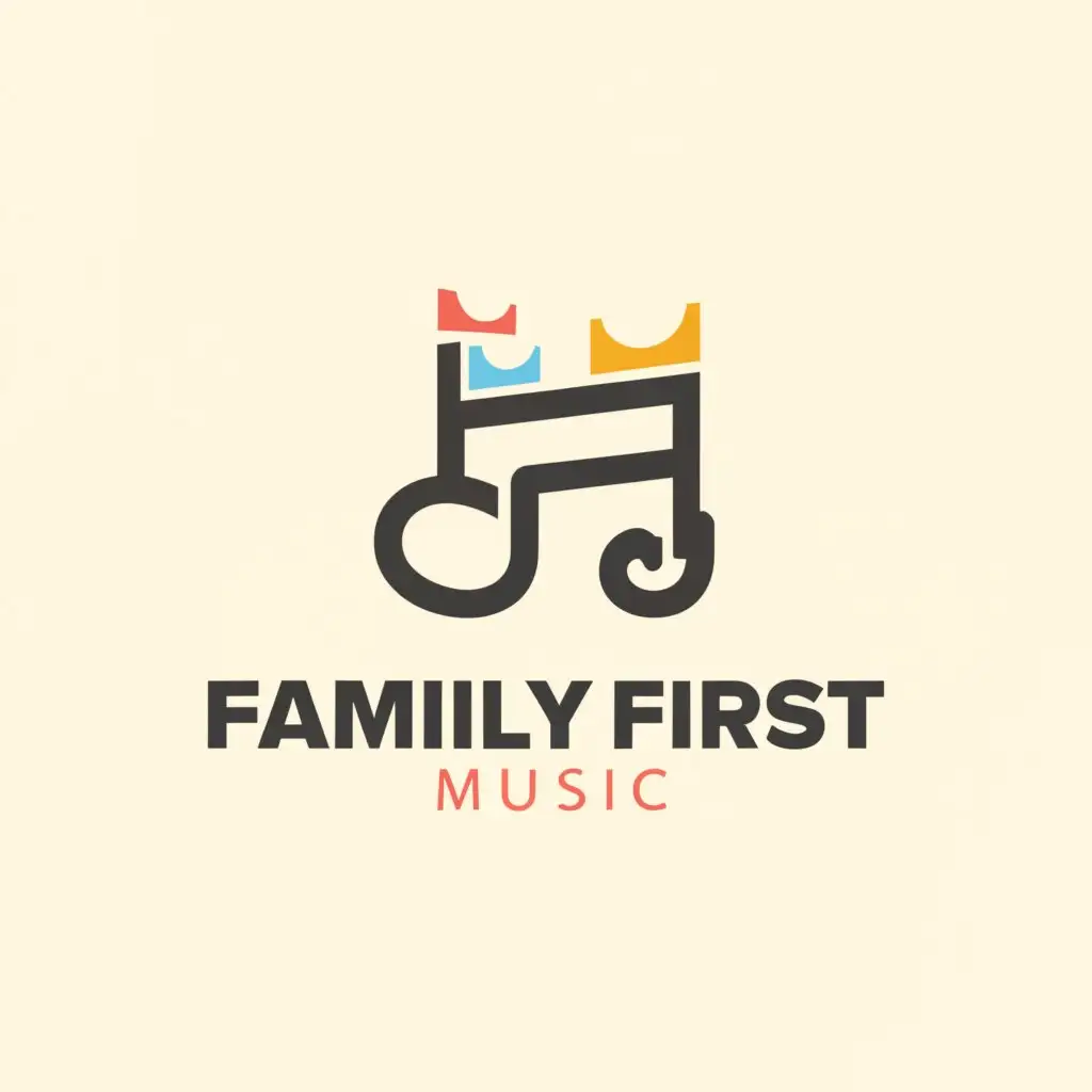 a logo design,with the text "Family First Music", main symbol:F,Moderate,be used in Entertainment industry,clear background