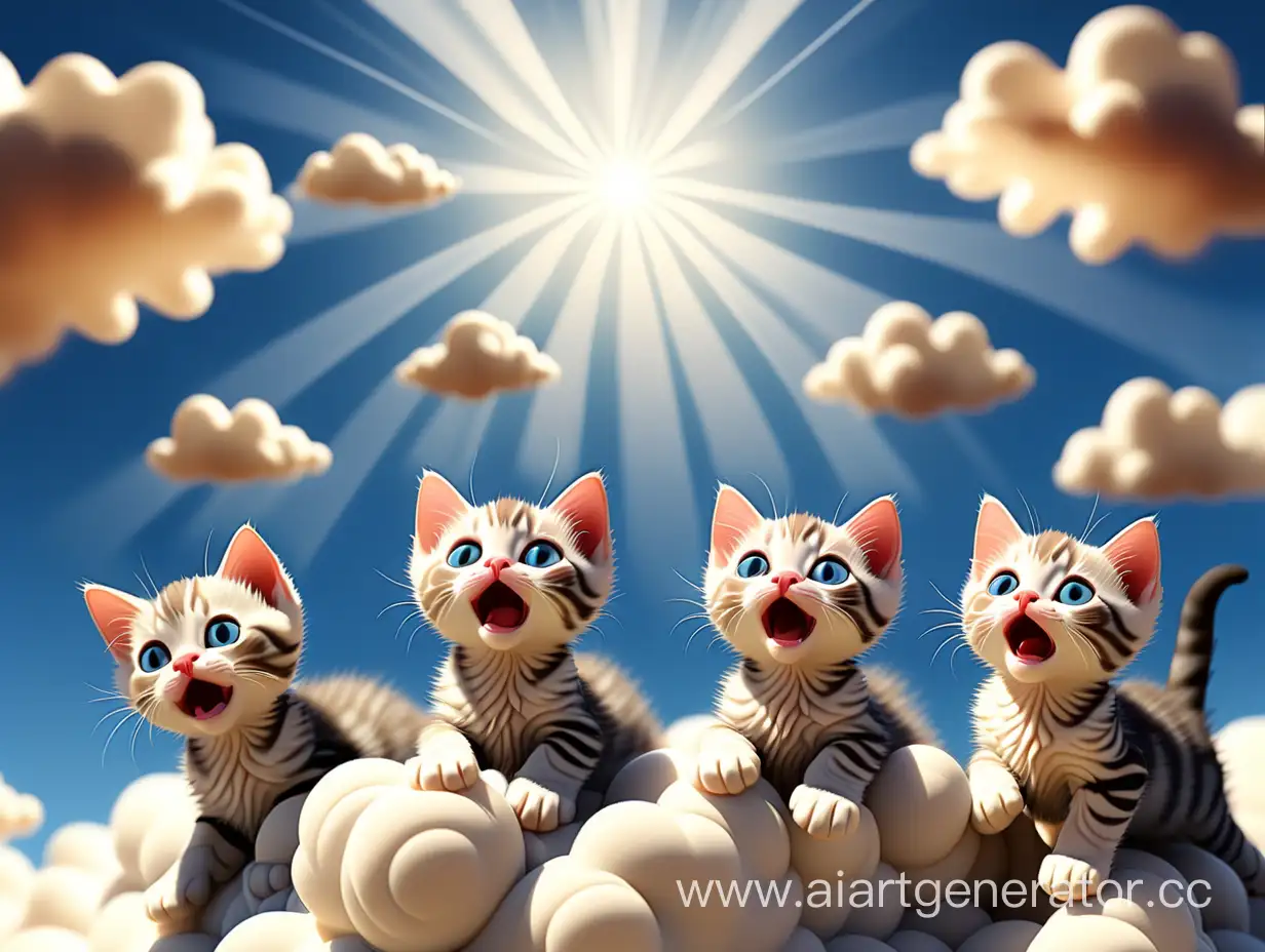 Playful-Kittens-Frolicking-in-Sunlit-Blue-Sky