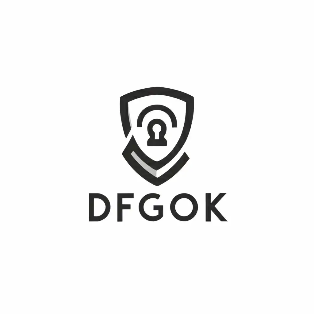 a logo design,with the text "dfgok", main symbol:sheild with a lock inside it,Minimalistic,be used in Internet industry,clear background