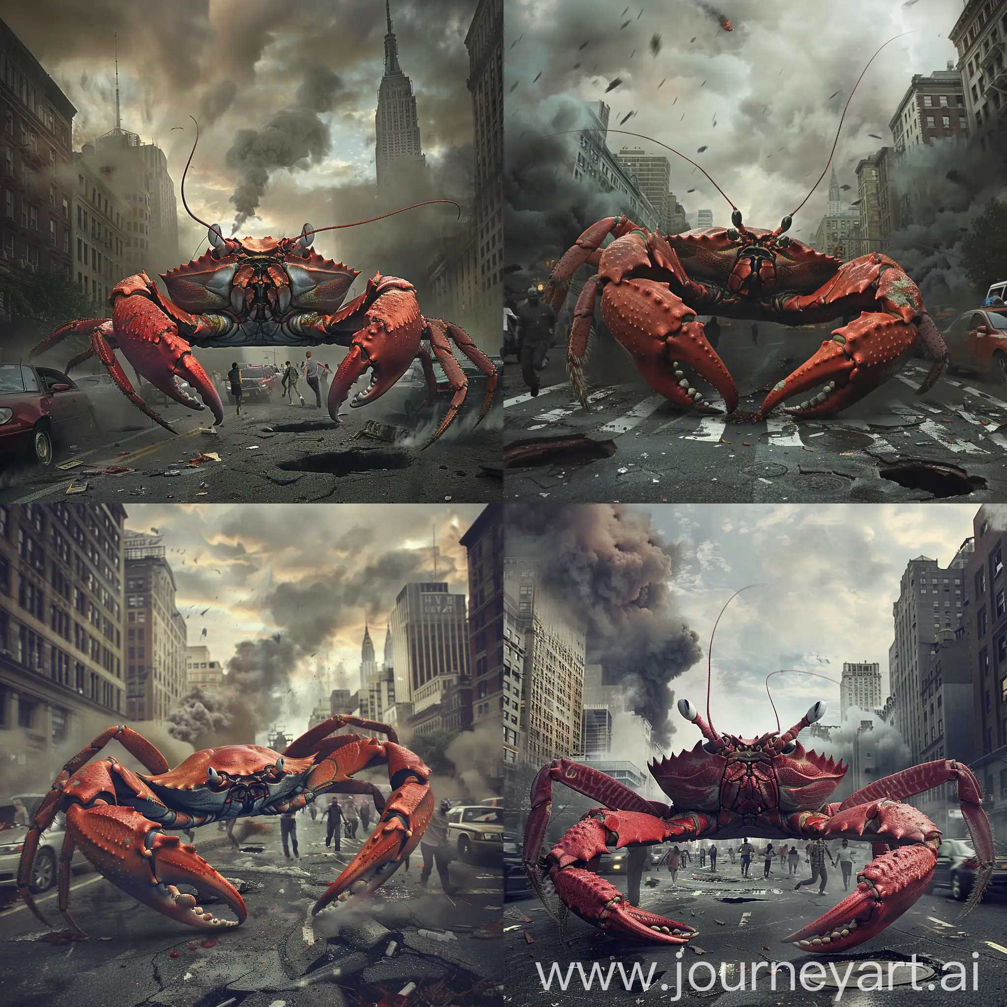 Apocalyptic-Scene-Giant-Red-Crab-Terrorizes-Manhattan-Streets