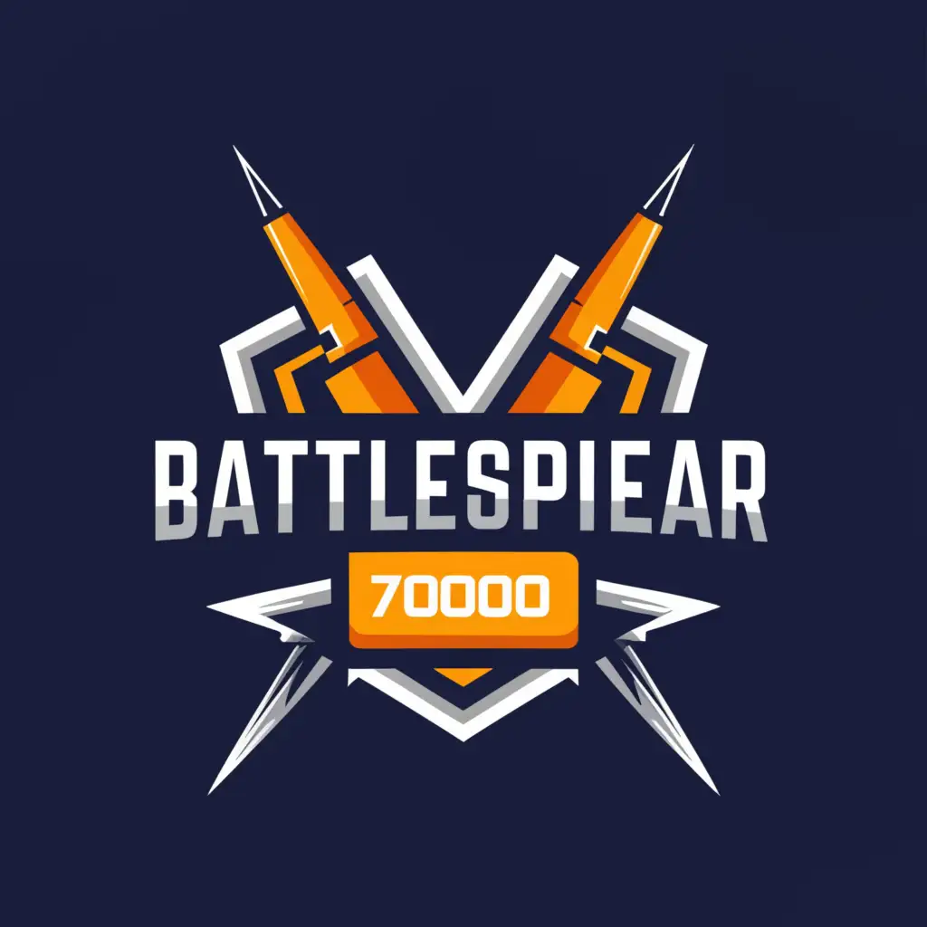 a logo design,with the text "Battlespear 7000", main symbol:A cool looking long spear,Moderate,clear background