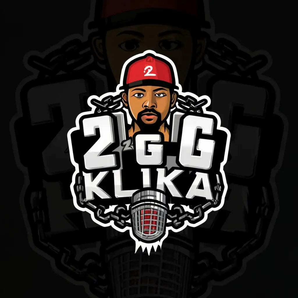 a logo design,with the text "2 g klika", main symbol:cap, rap, stains, skyscrapers, flowing down outline, gold chain, graffiti, microphone,complex,be used in Legal industry,clear background