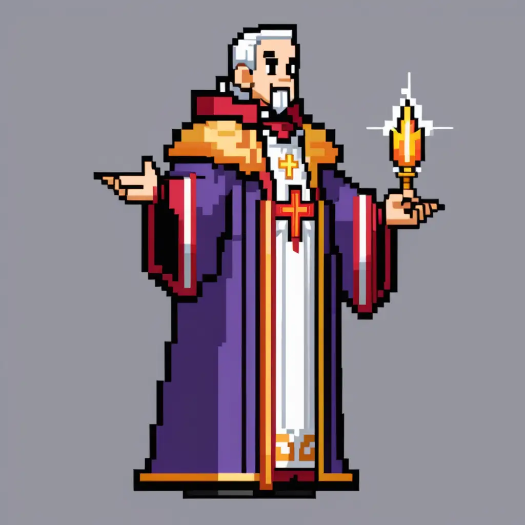 Devout 2D Pixel Art Male Priest with Sacred Aura