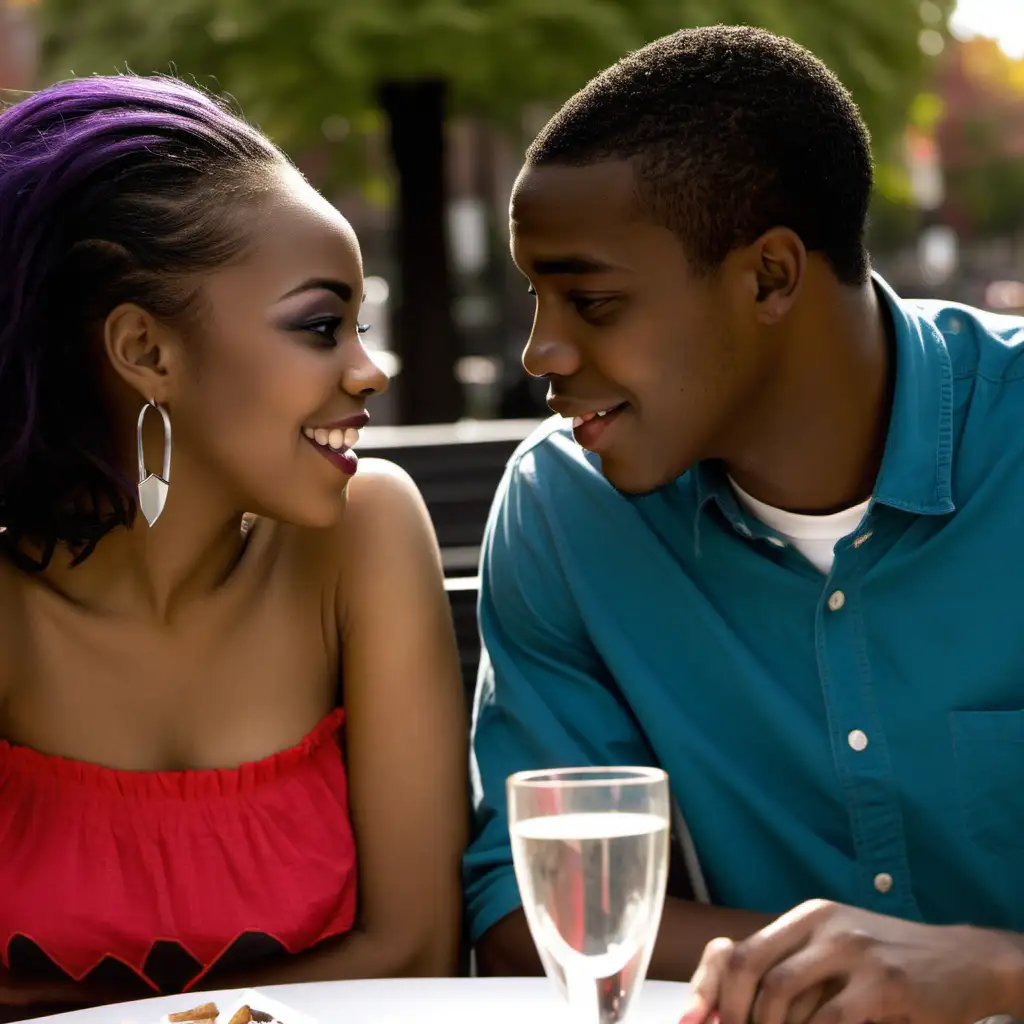 African American Young Adult Couple Enjoying Romantic Date Night
