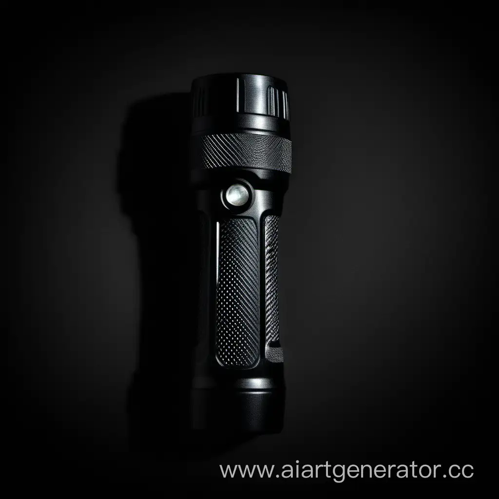 Illuminated-Handheld-Flashlight-Silhouette-on-Black-Background