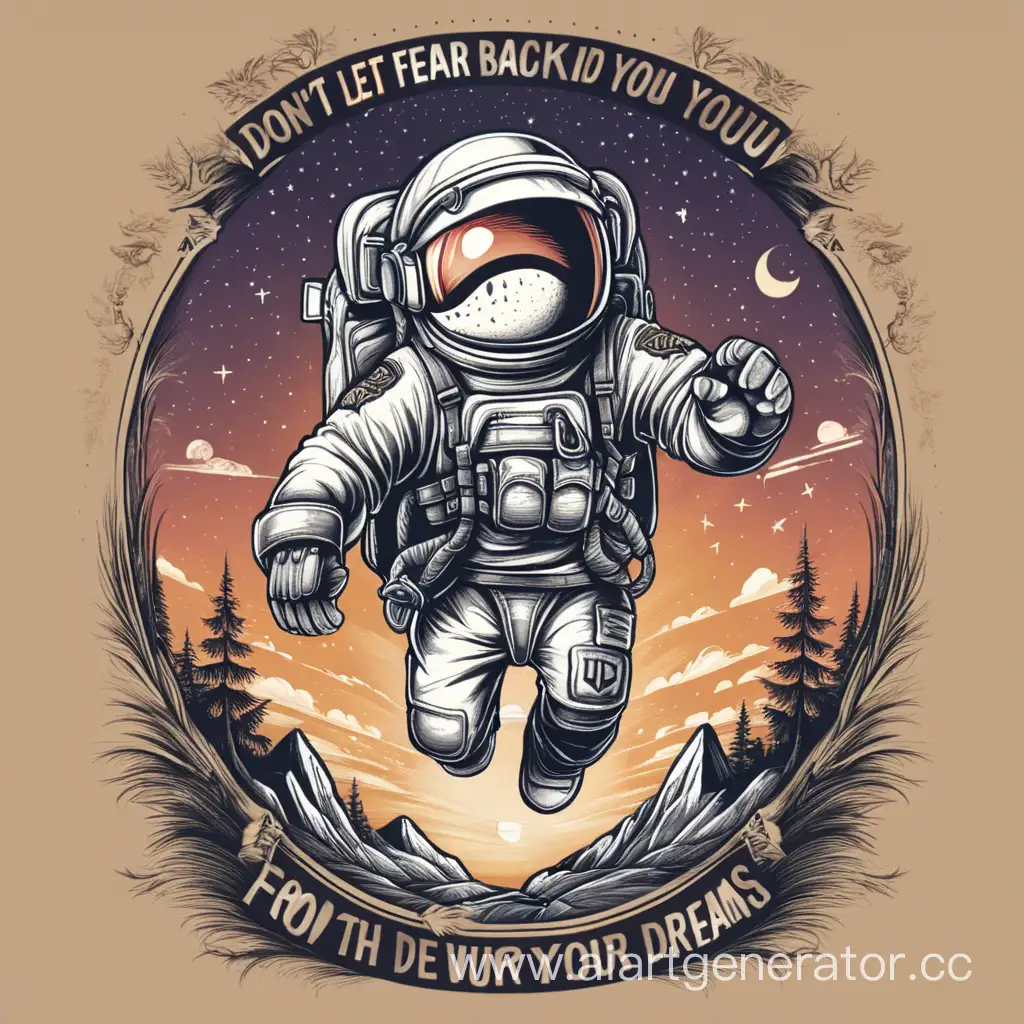 Vector t-shirt design "Don't let fear hold you back from reaching your dreams." 4k,8k,full ujd