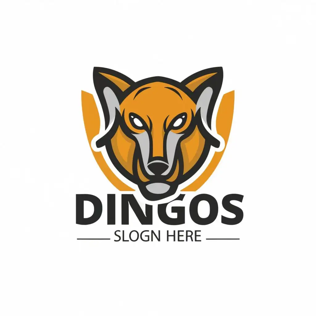 a logo design,with the text "Dingos", main symbol:Stylized Dingo head,Moderate,be used in Sports Fitness industry,clear background