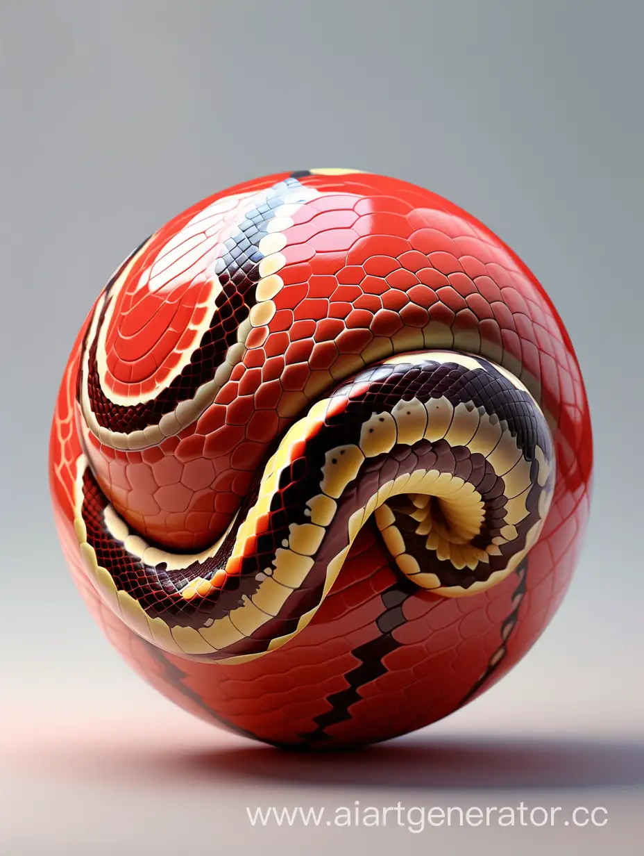 Vibrant-Red-Python-Sphere-in-Neutral-Gradient-Setting