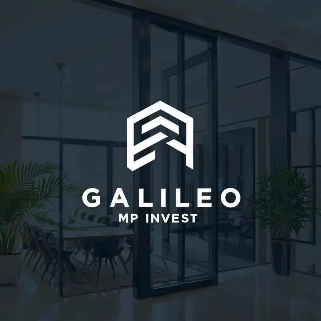 a logo design,with the text "GALILEO MP INVEST", main symbol:HOUSE,Minimalistic,be used in Real Estate industry,clear background