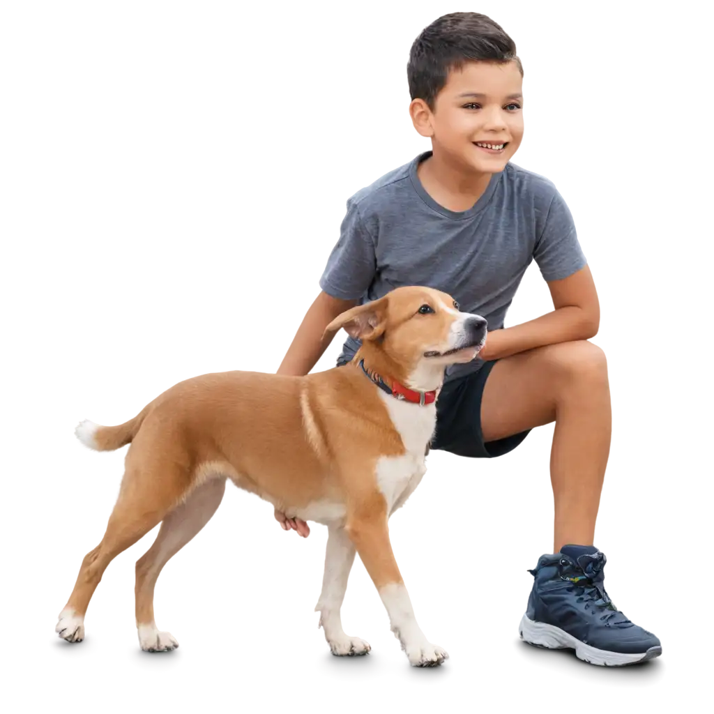 a boy play with dog