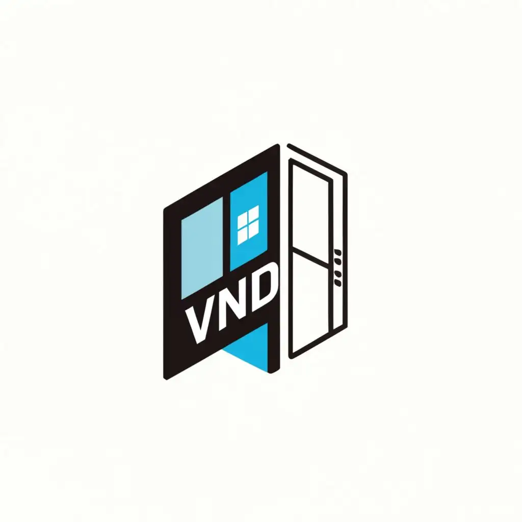 a logo design,with the text "VND", main symbol:Small logo of a virtual door,Minimalistic,clear background