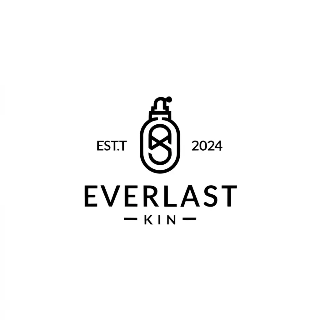 a logo design,with the text "Everlast Skin", main symbol:Skincare, Serum bottle, Est 2024,Minimalistic,be used in Beauty Spa industry,clear background