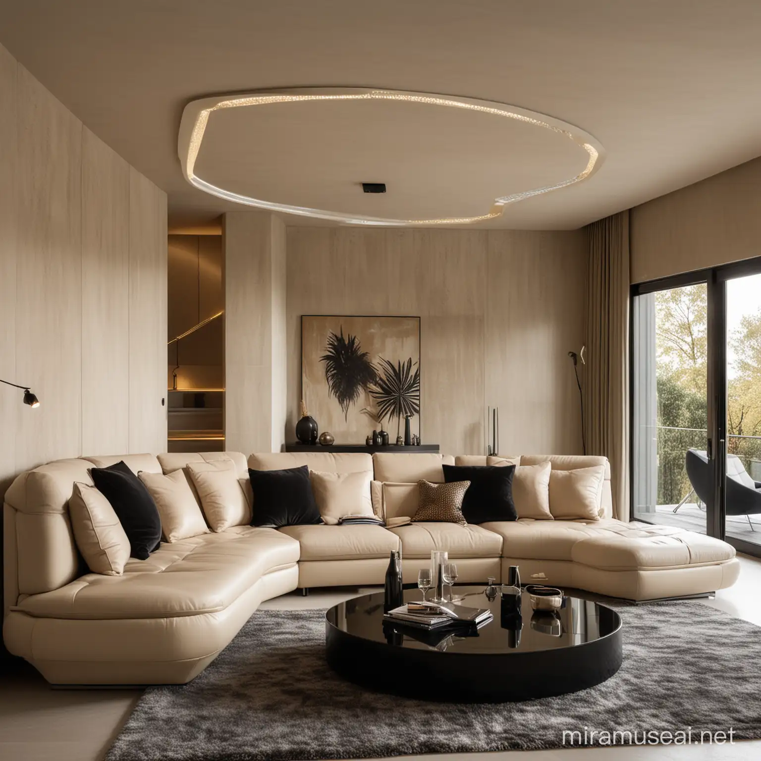 Futuristic Luxury Villa with Modular Corner Sofa and HighTech Accessories