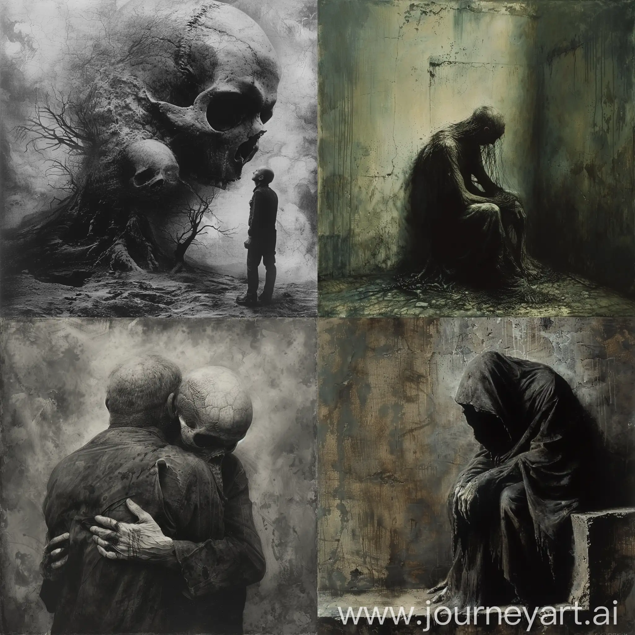 To breathe and yet feel dead is worse than to be a ghost and not feel at all. Beksinski grotesque haunting unsettling dark.