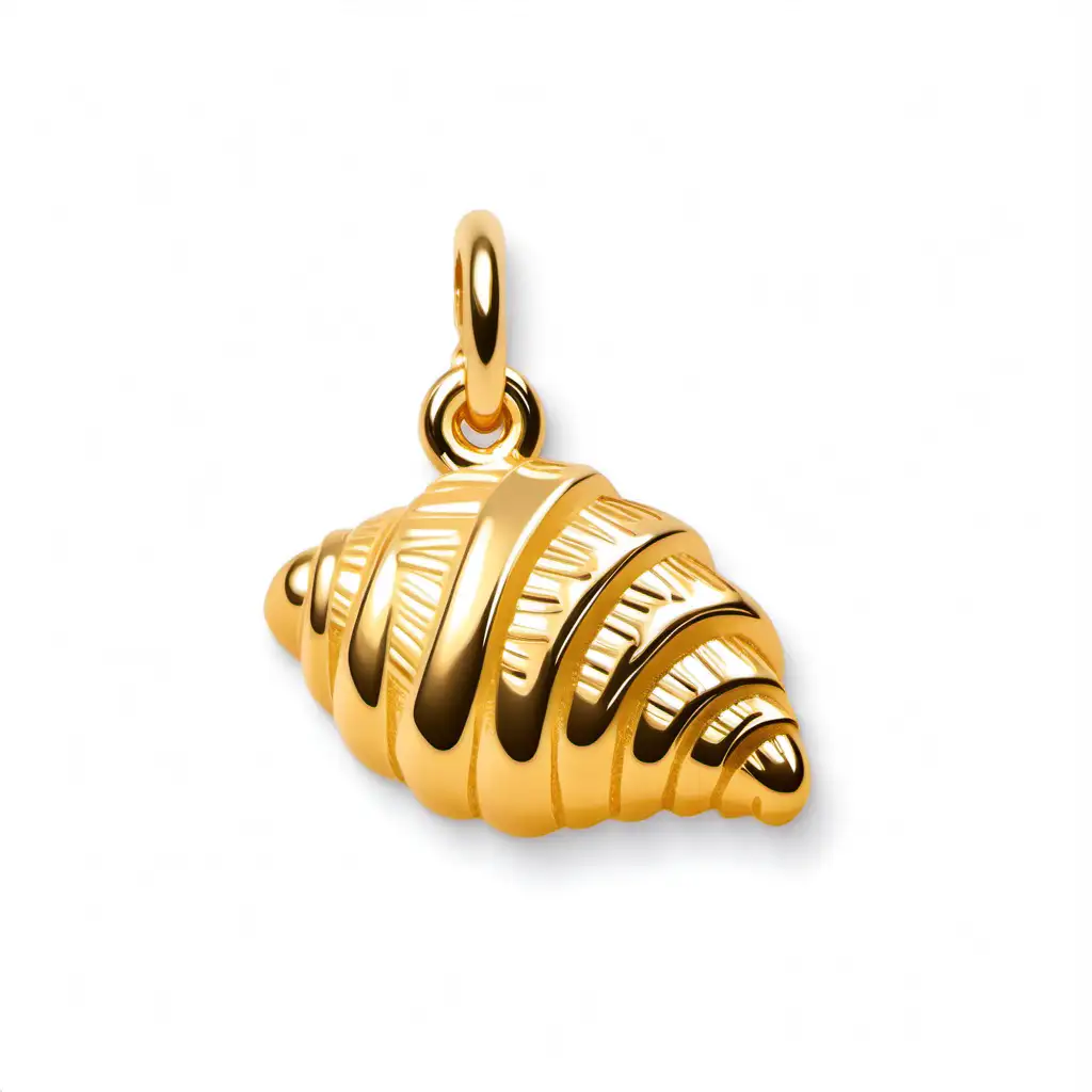 engraved croissant charm gold on white background
