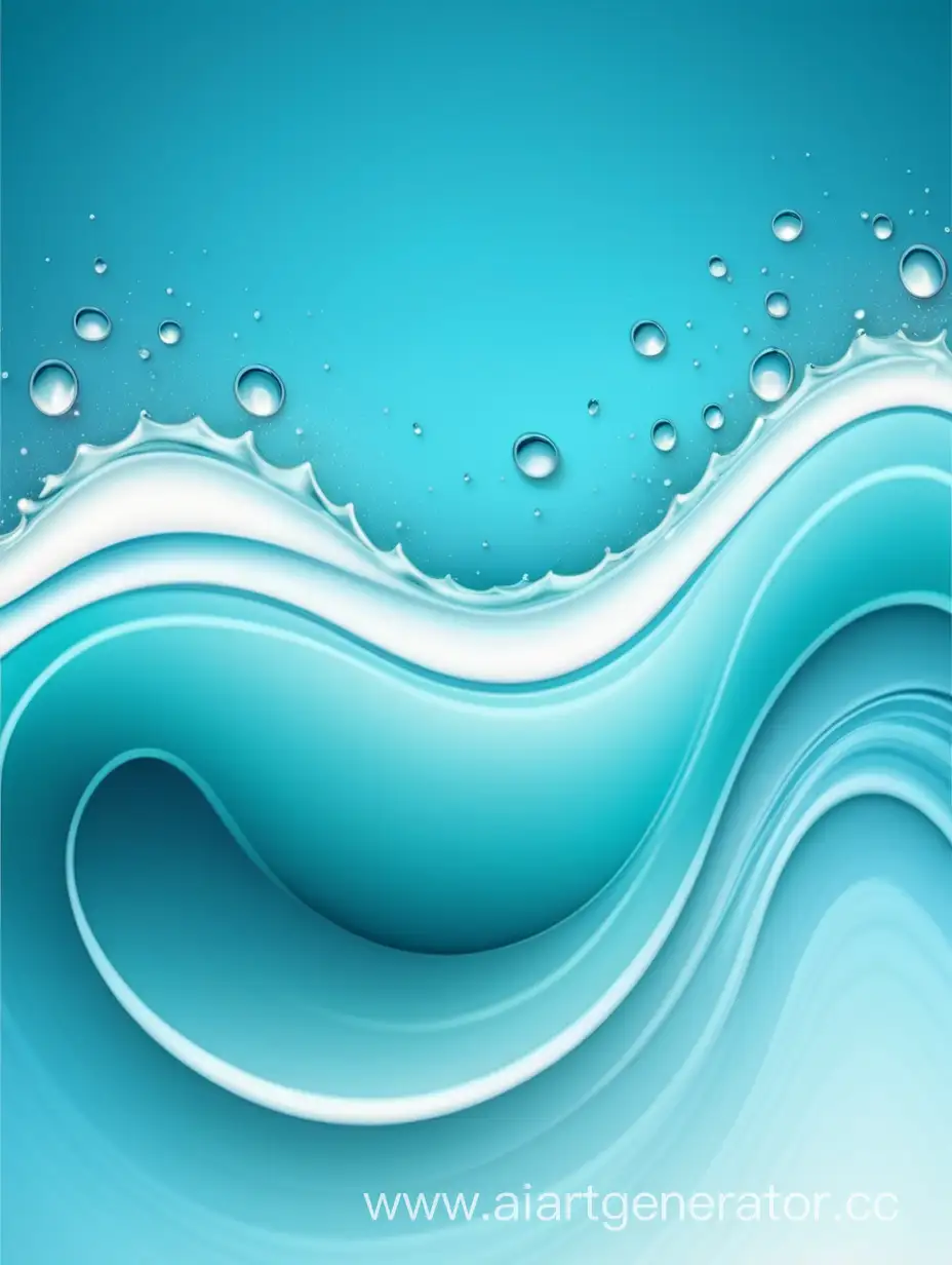 background for product, turquoise gradient with white, with water waves, water drops