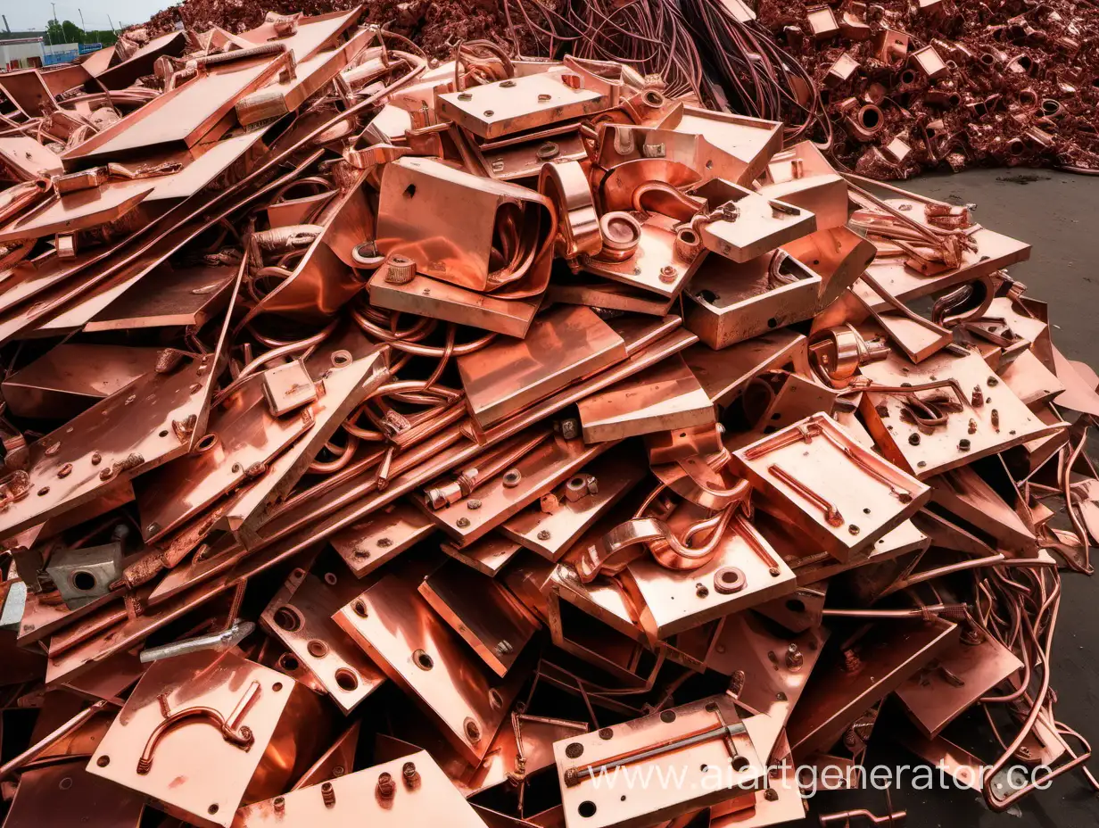 Eclectic-Heap-of-Copper-Scrap-Metal-for-Recycling