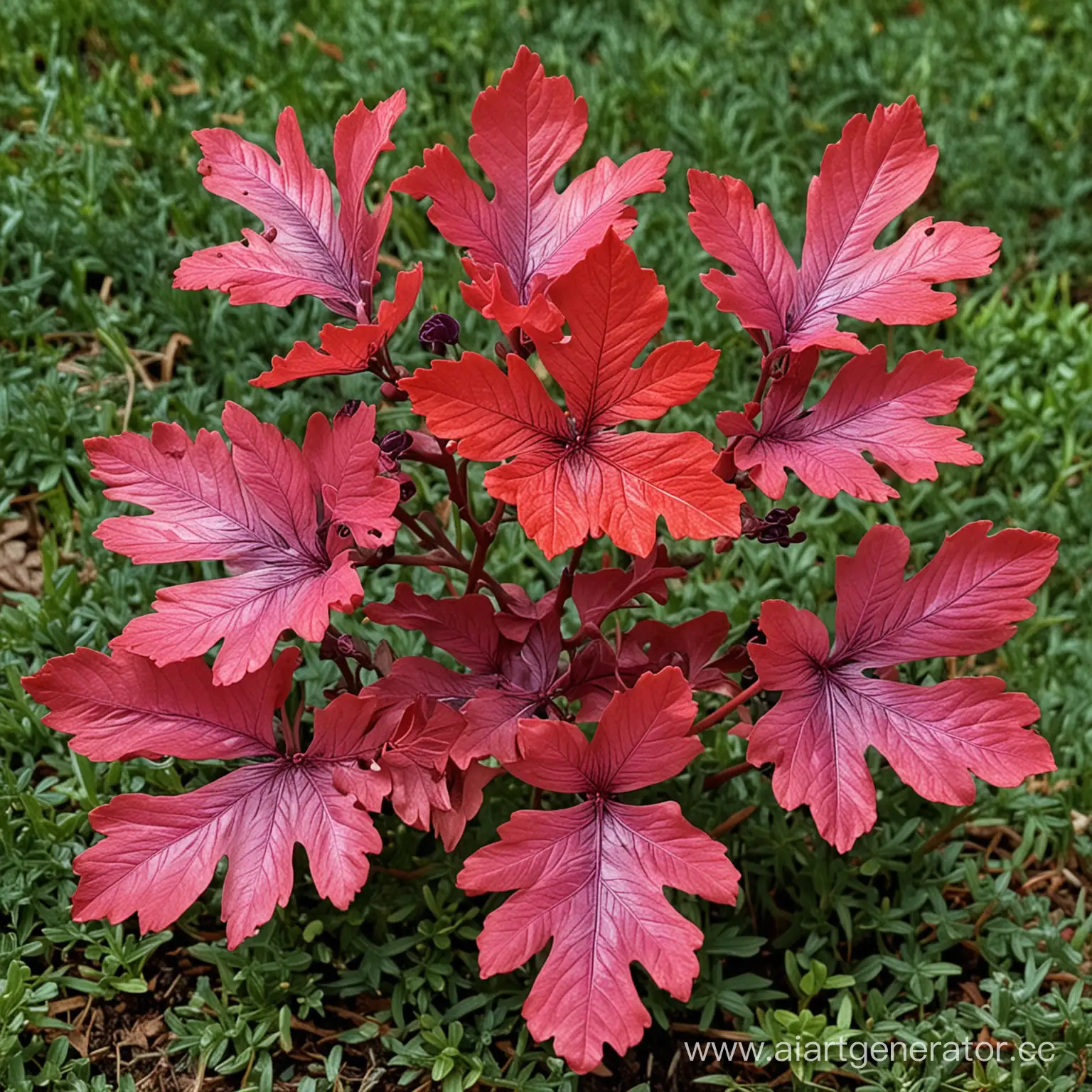 Vibrant-Oak-Leaf-Shaped-Flowers-Unique-Red-and-Pink-Floral-Arrangement