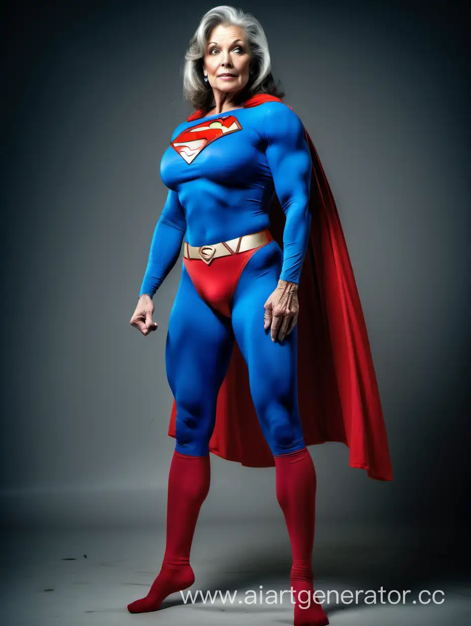 Mighty-Superwoman-Flexing-Muscles-in-Superman-Costume