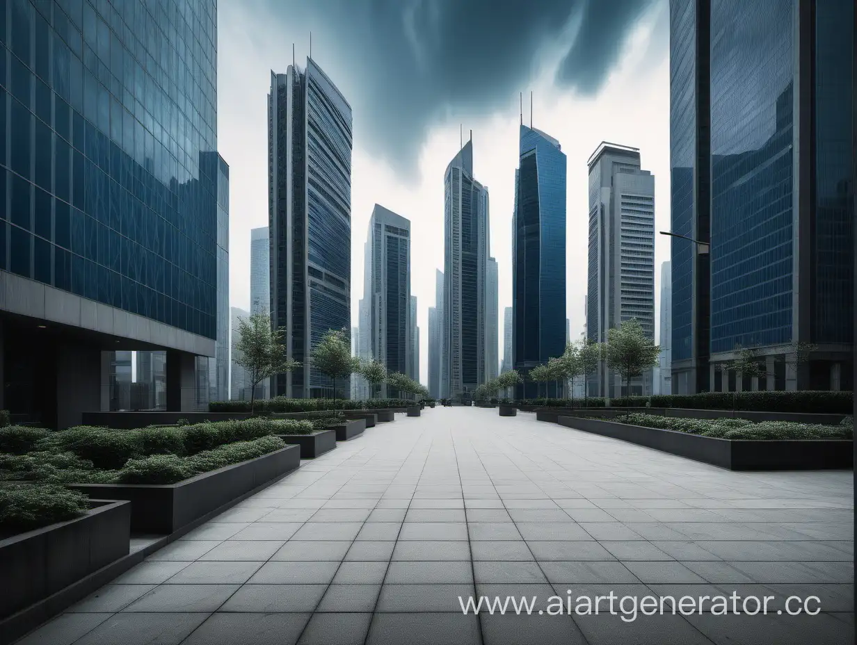 Cityscape-with-Majestic-Skyscrapers-in-Gray-and-Blue-Tones