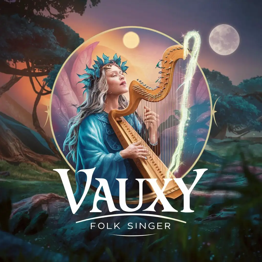 Logo for Vauxy with a spiritual feel for an ethereal folk singer
