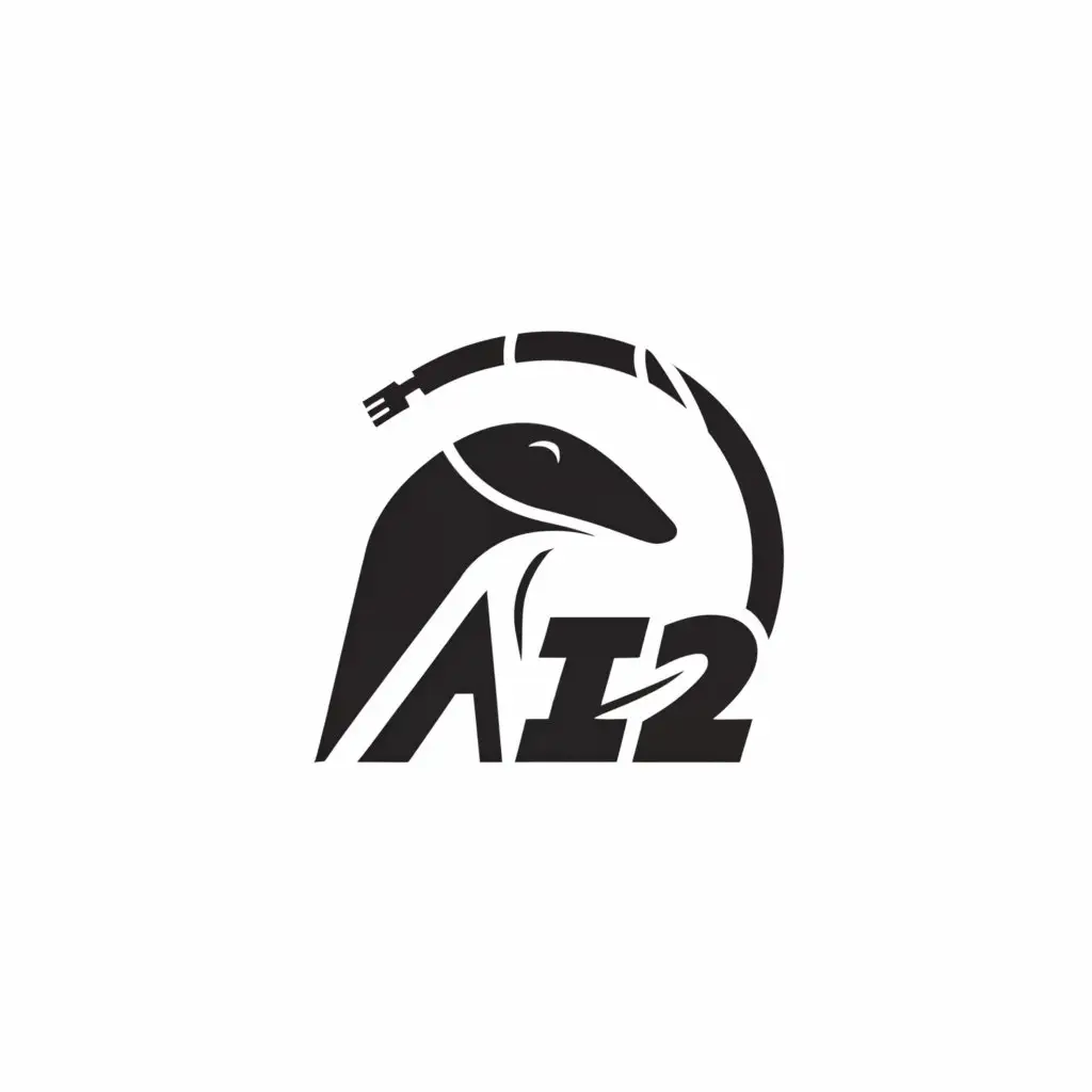 a logo design,with the text "AI2", main symbol:anteater and power lines,Moderate,clear background