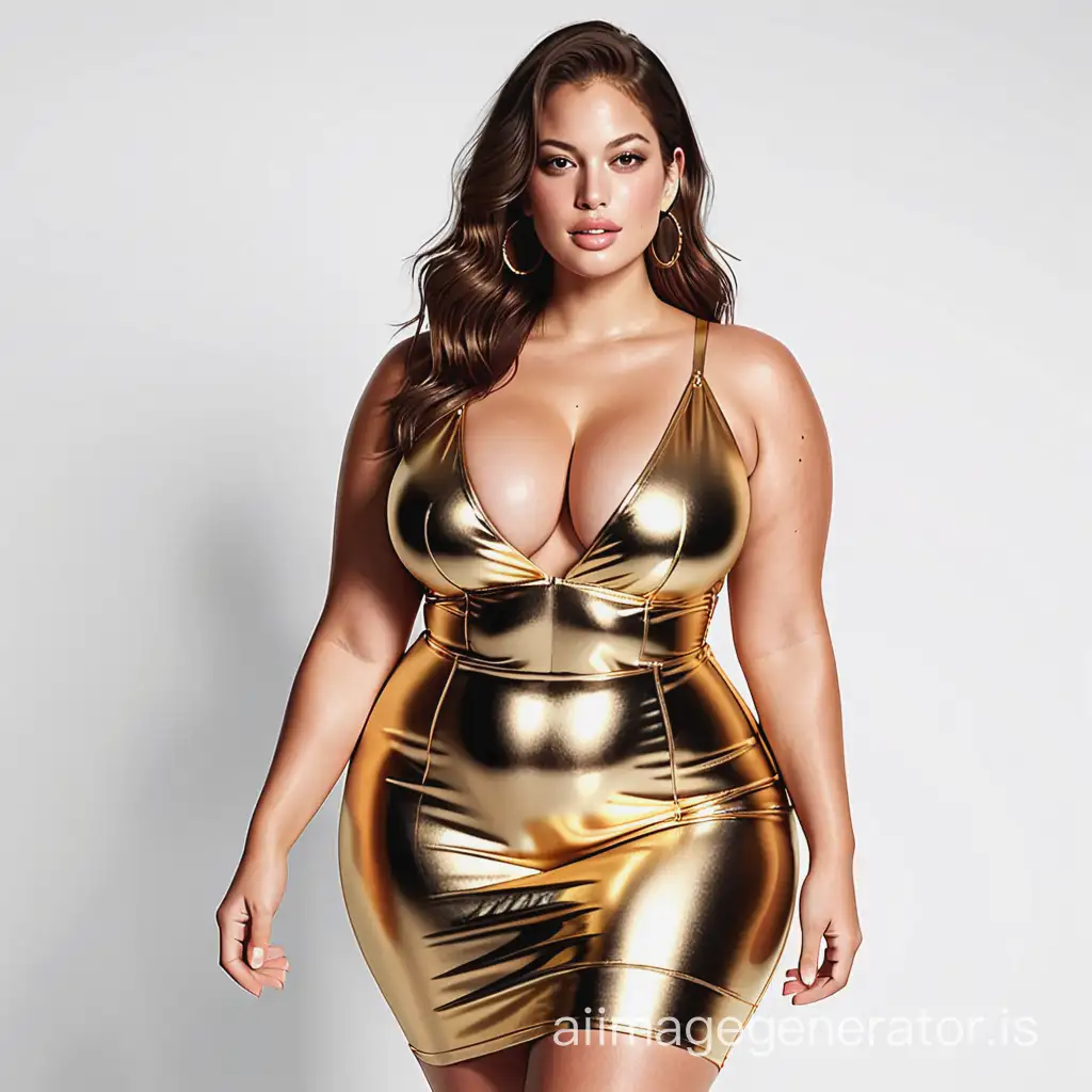 Ashley-Graham-Stunning-in-Gold-Dress-Code