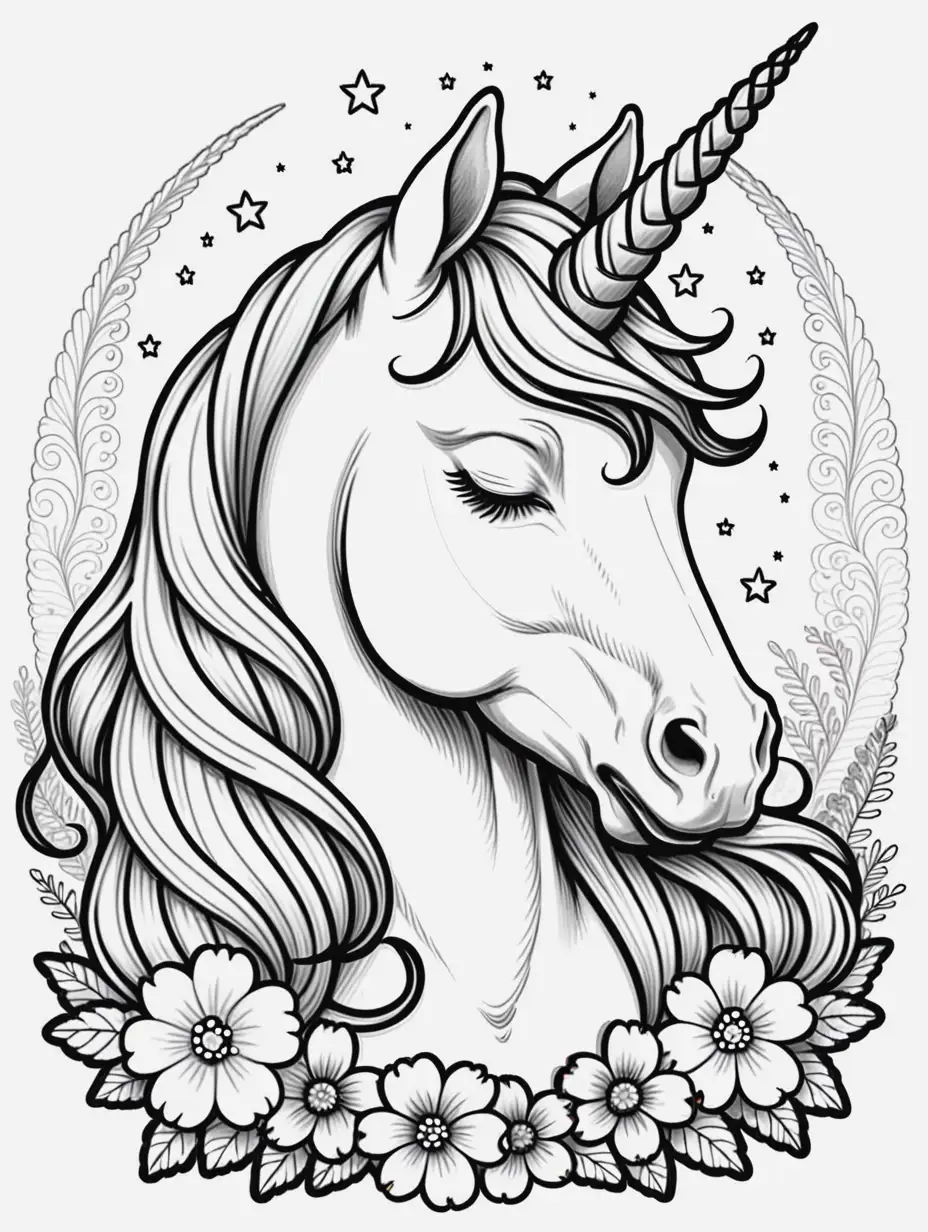 sleeping unicorn for coloring book
