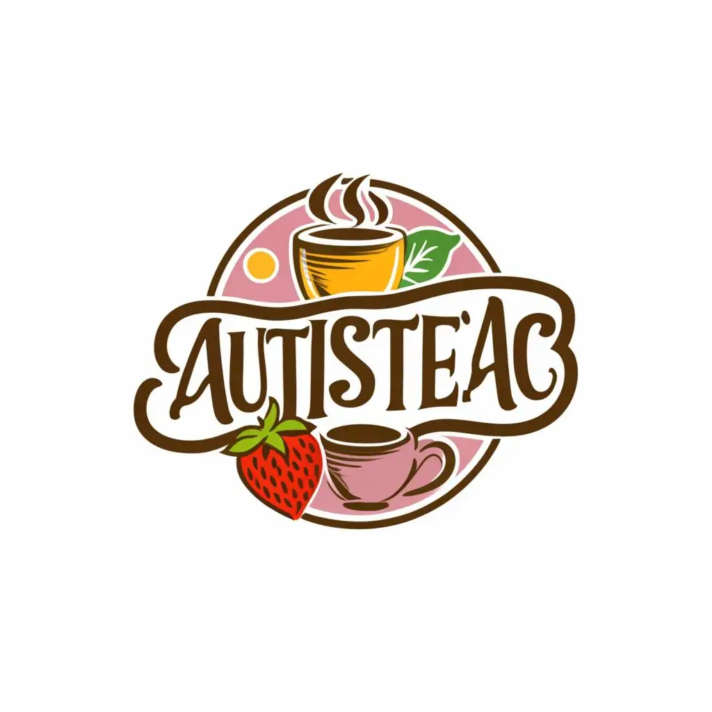 logo, Coffee, Tea, fruit shakes, with the text "AutisTeac", typography, be used in Restaurant industry