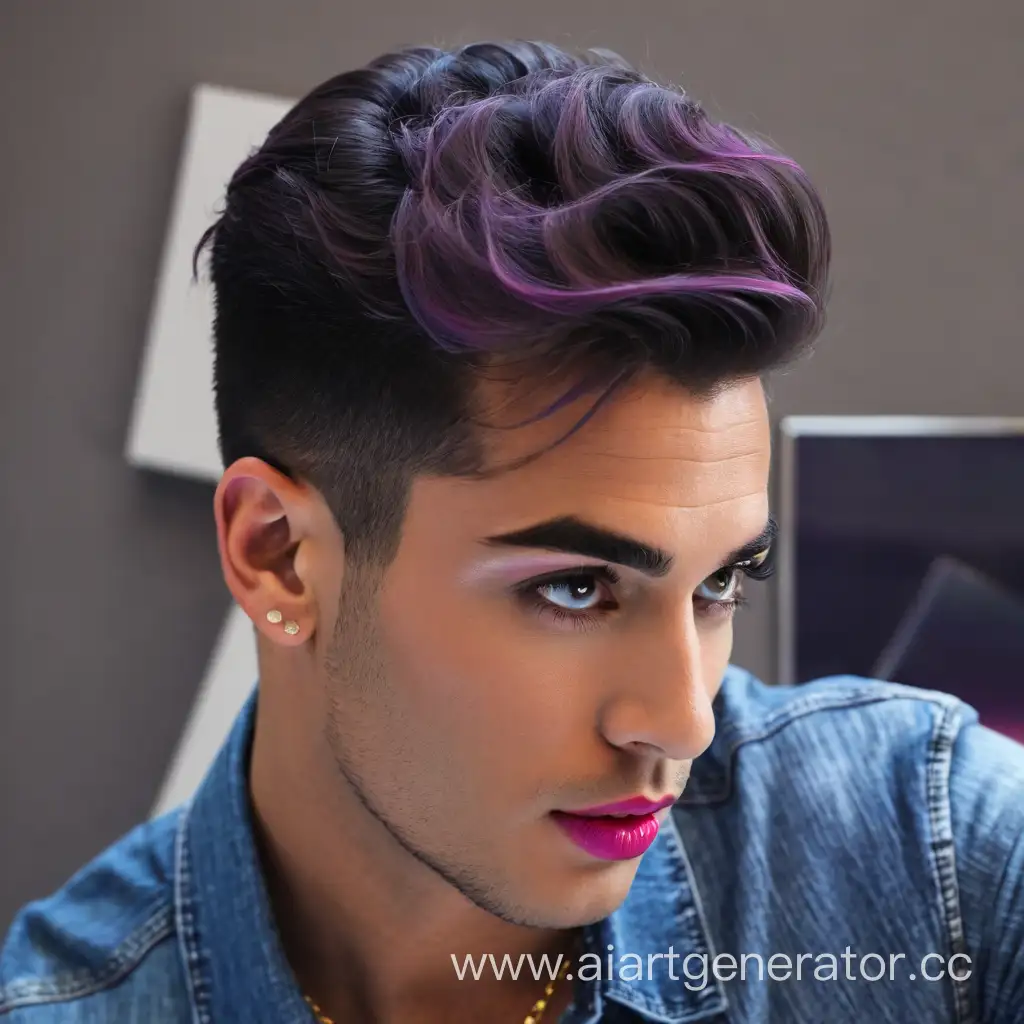 Stylish-Transgender-Individual-with-Vibrant-Makeup-and-Lipstick