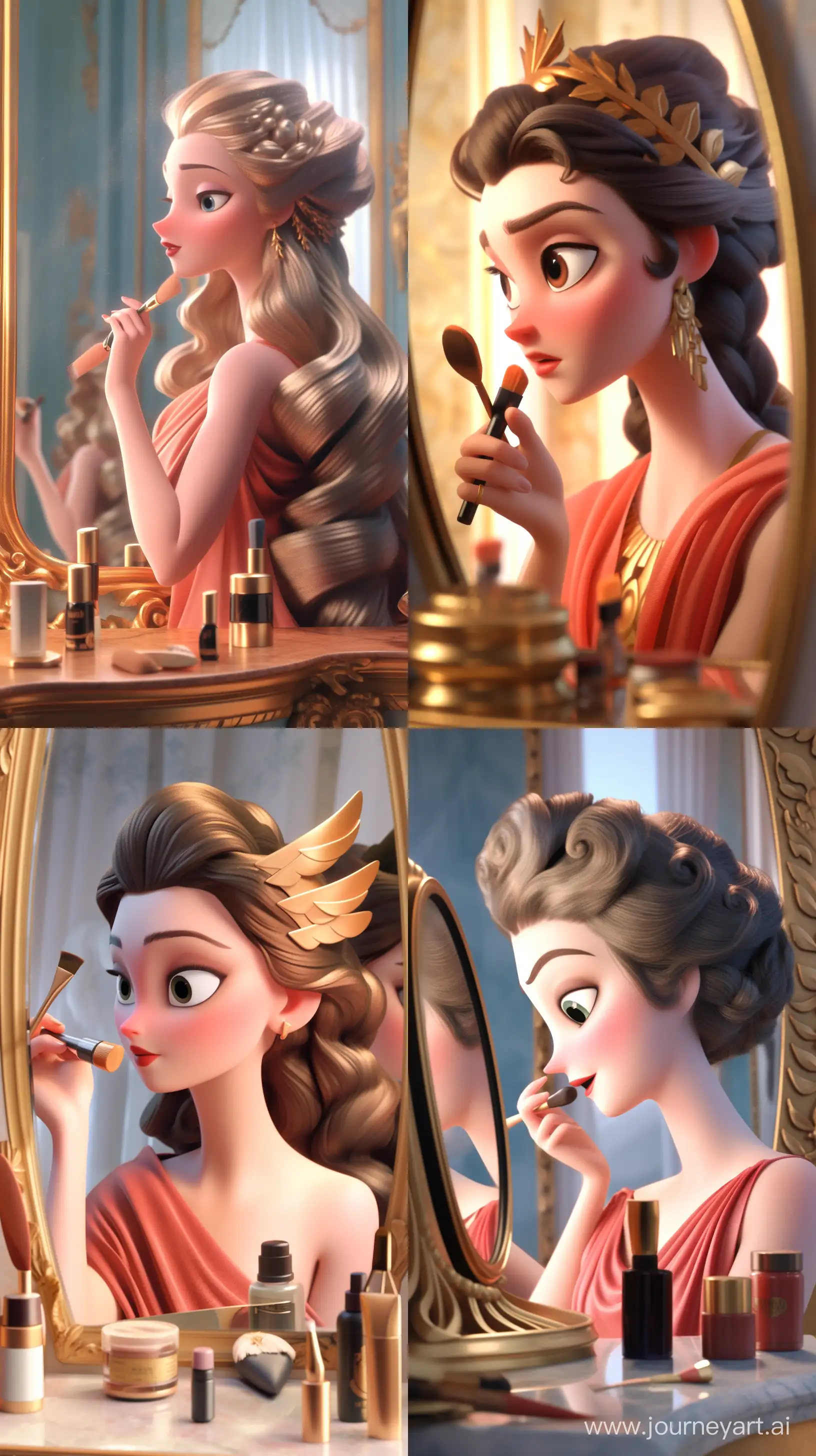 Greek-Goddess-Transformation-3D-Animated-Makeup-in-Pixar-Style