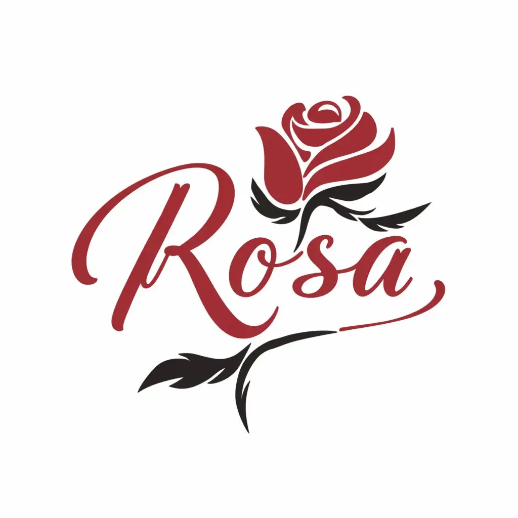 a logo design,with the text "Rosa", main symbol:a rose with white, red, and black petals,complex,clear background