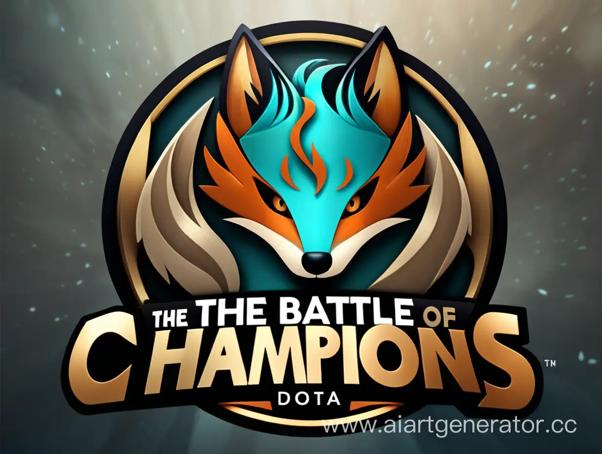 логотип с лисой и с надписью The Battle of Champions: Dota 2 Tournament 5x5  для турнира дота 2
