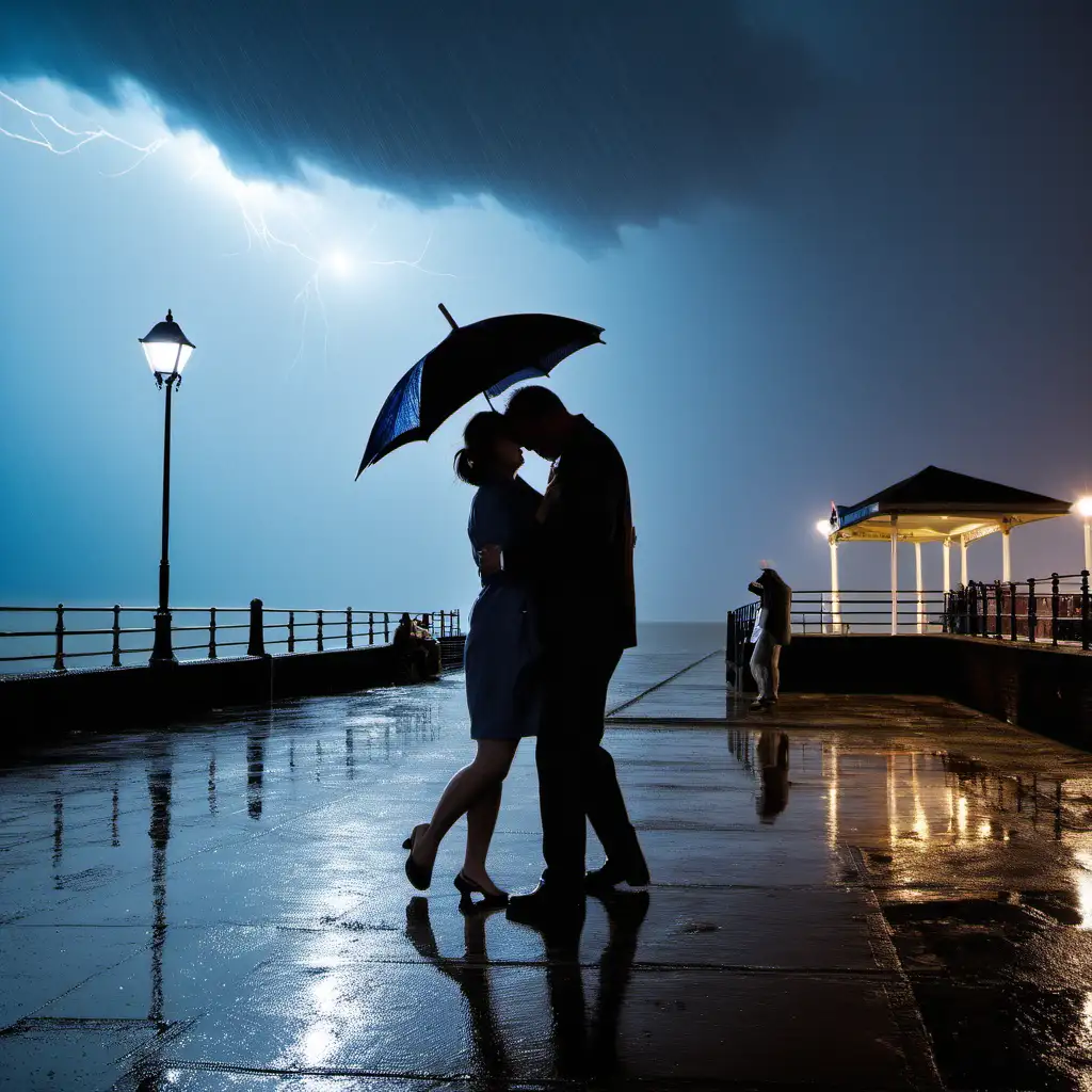 Romantic Moonlit Rain Dance on Kent Pier with Umbrella Prop