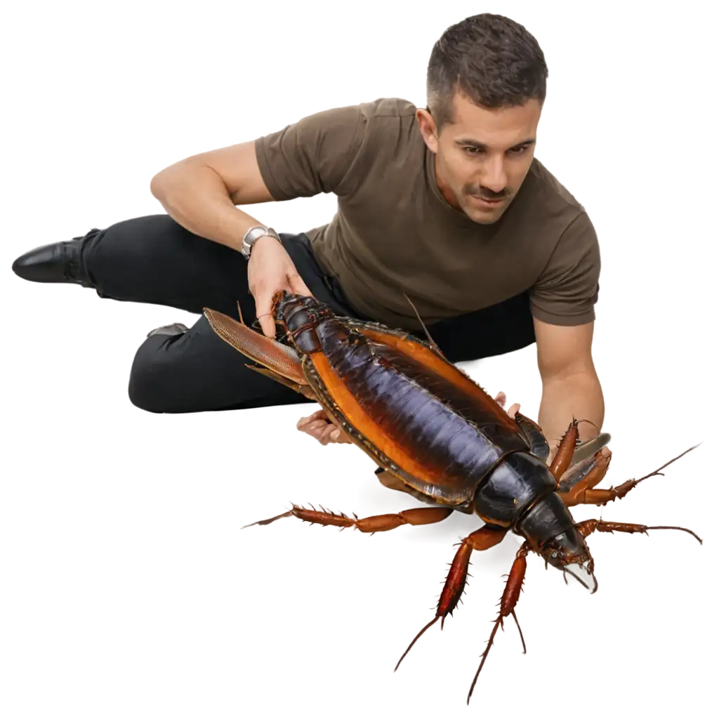 Man-Holding-a-Giant-Cockroach-PNG-Surrealistic-Image-of-Human-and-Insect-Encounter