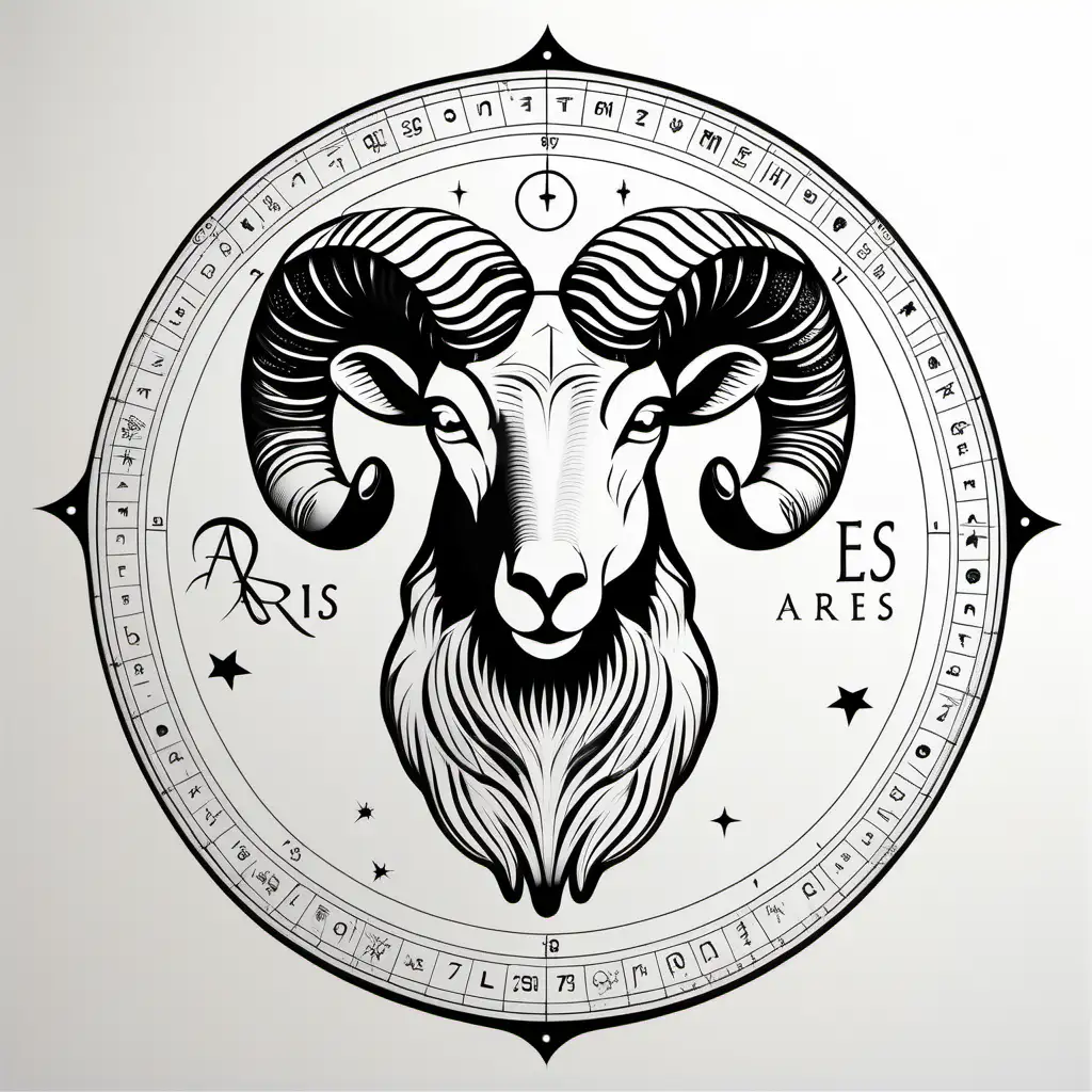 astrology aries on pure white paper front view 