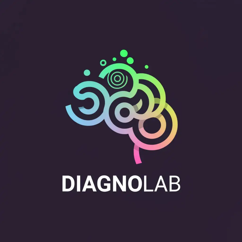 a logo design,with the text "DiagnoLab", main symbol:brain,Moderate,clear background