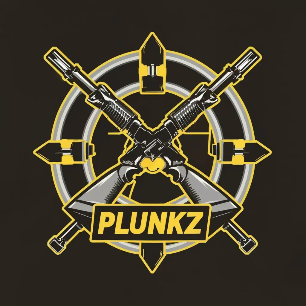 logo, sniper guns retical, with the text "PLunkz", typography