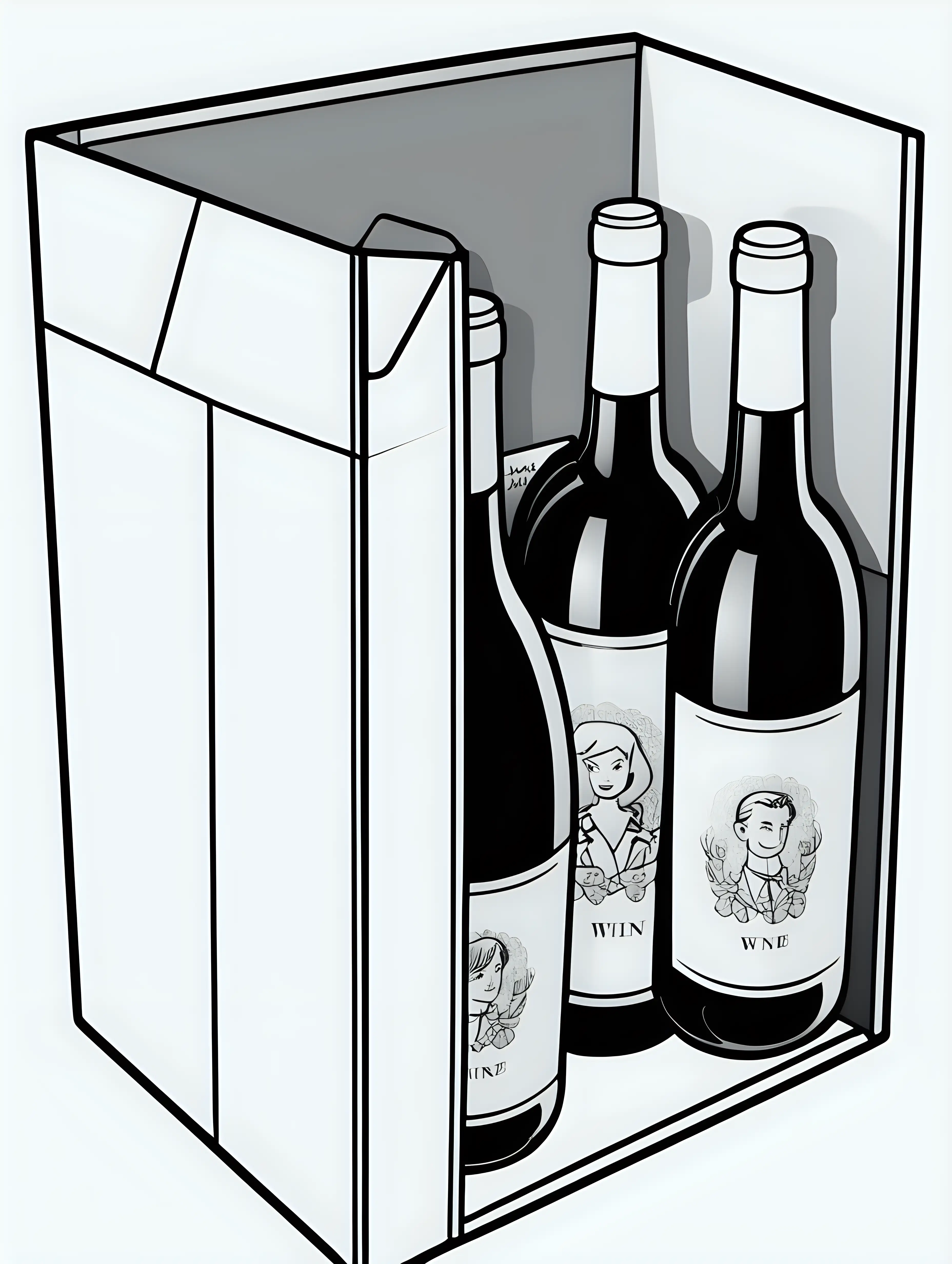 Cartoon Boxed Wine on White Background