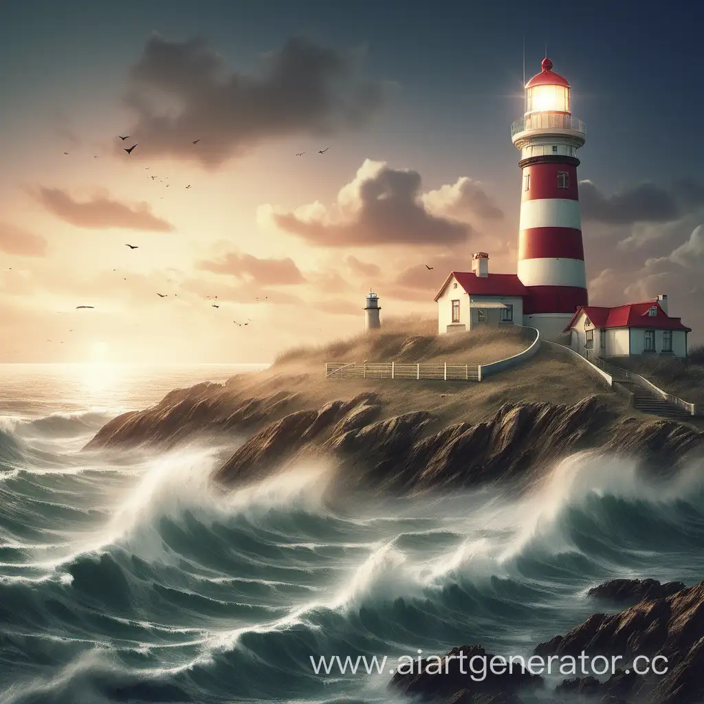 Serene-Lighthouse-Overlooking-Coastal-Waters