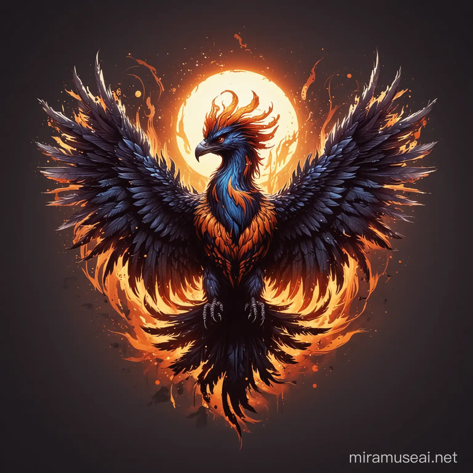 fancy fantasy phoenix dawn icon; colorful 2d darkest dungeon style;  transparent background, --no background elements; --no text;  --no shadow; white background; 